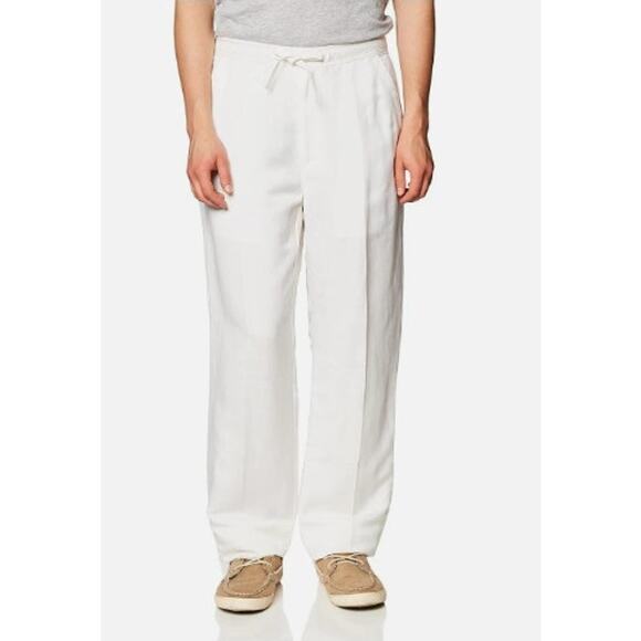 New NWT Cubavera White Linen Blend Wide Leg Pants Size XL In Bright White - Picture 2 of 12